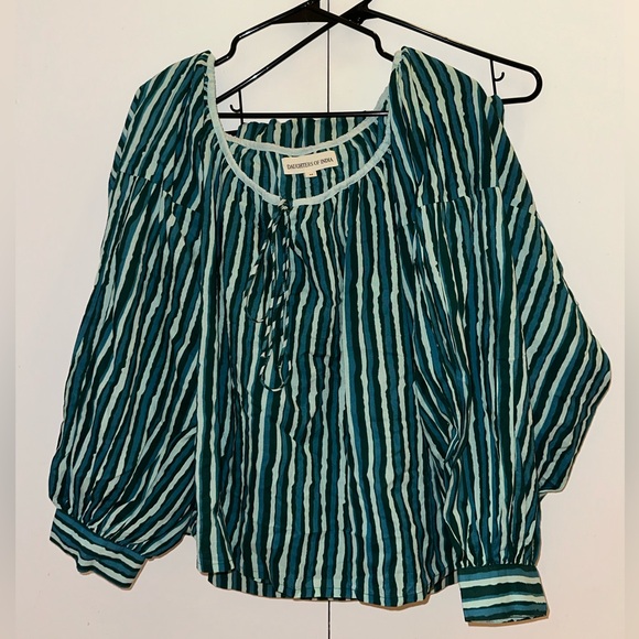 Daughters of India Pants - NEW daughters of India Ria Pant and Blouse set in Cyan Candy